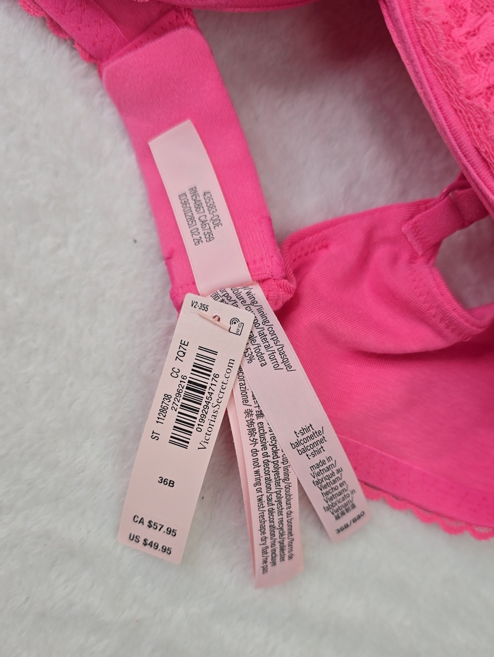 VS The T-Shirt Cotton Lace-Trim Lightly Lined Balconette Bra Sz 36B NWT - Picture 6 of 6
